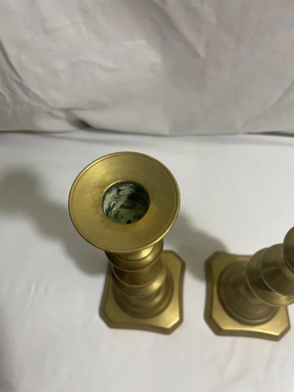 Pair of Vintage Solid Brass Candlestick Holders 9.5